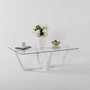 Hanah Home Amalfi Mesa de Centro Blanca con Cristal Templado